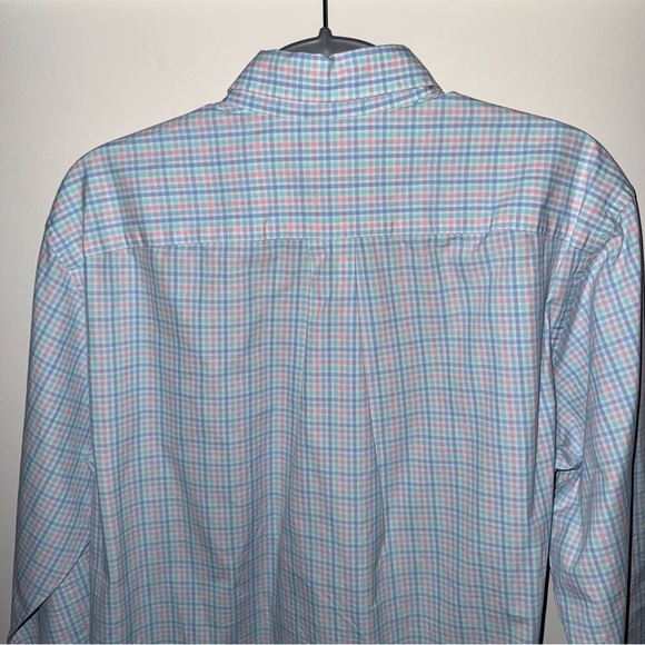 Vineyard Vines Gingham Blue, White, and Pink Check Classic Fit Tucker Shirt - Picture 6 of 7